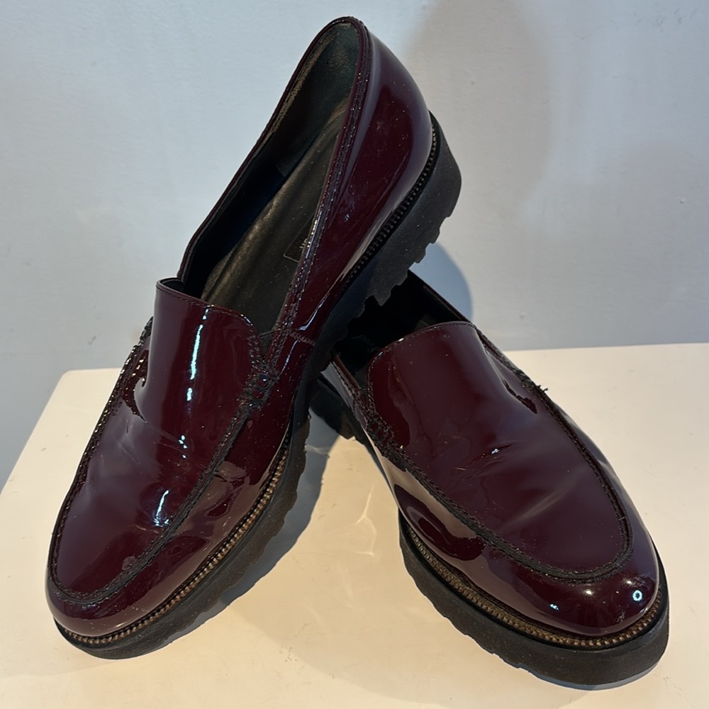 Women’s Burgundy Patent Loafers - Picture 4 of 9